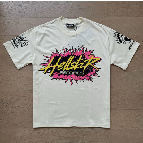 New Trendy H Hell Star Series Printed Double Yarn Pure Cotton Casual Unisex Summer Loose Short-Sleeve T-Shirt