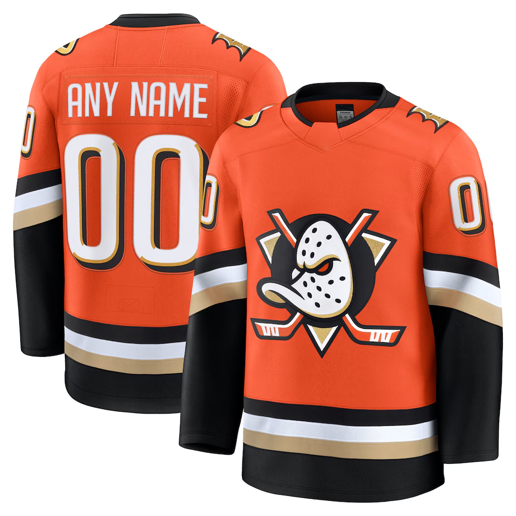 Adric Custom A.Ducks Orange Home Premium Jerseys