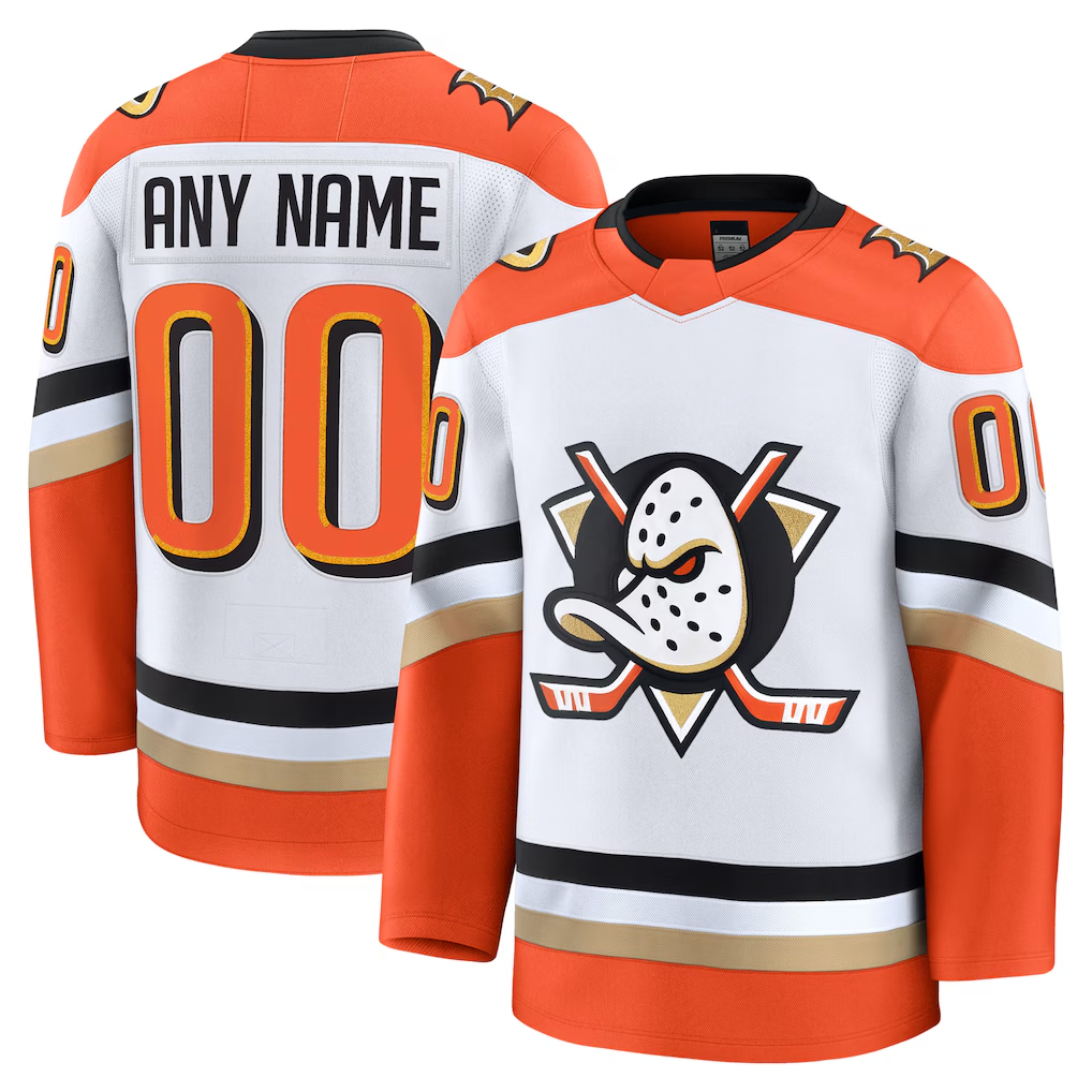 Adric Custom A.Ducks White Away Premium Jerseys