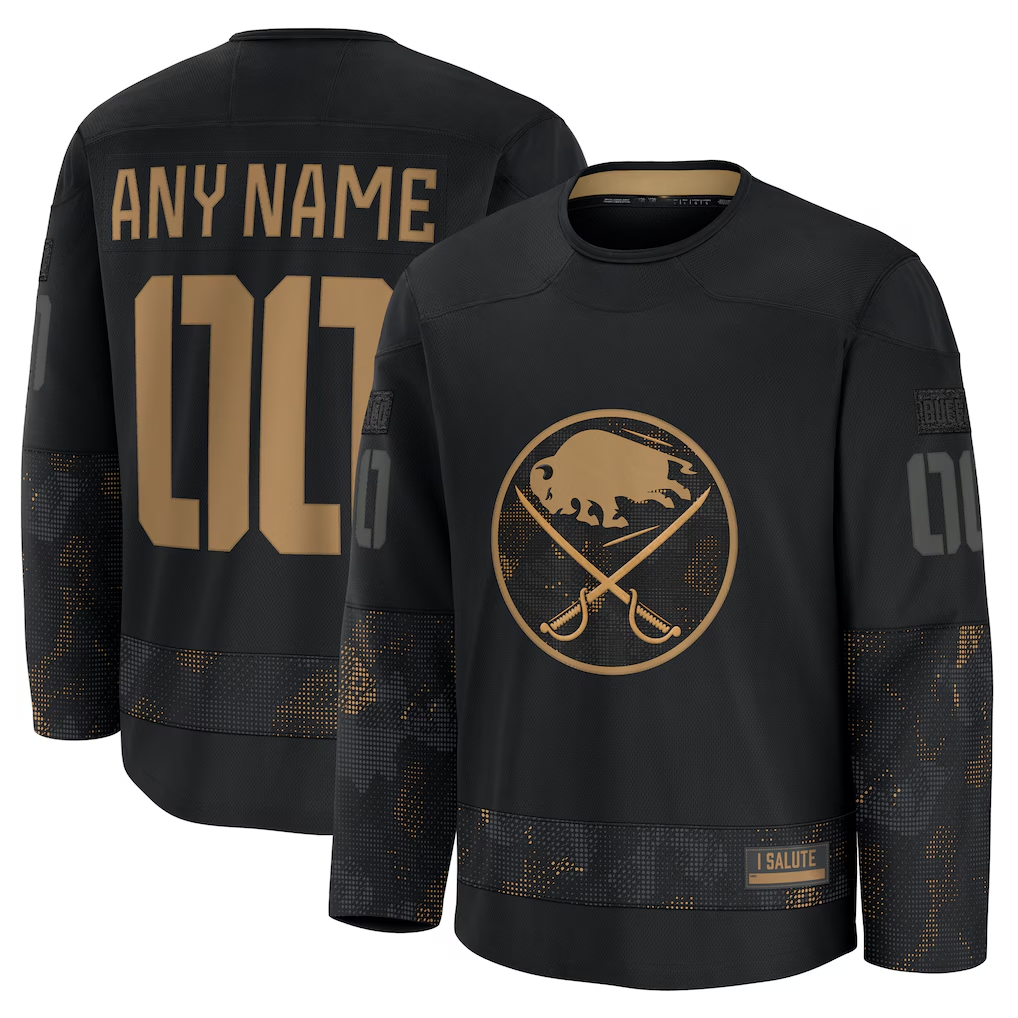 Adric Custom B.Sabres Black 2024 Military Appreciation Practice Stitched Jerseys