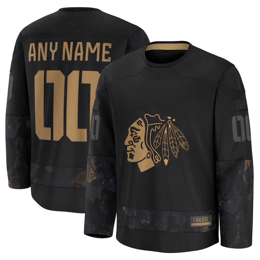 Adric Custom C.Blackhawks Black 2024 Military Appreciation Practice Jerseys