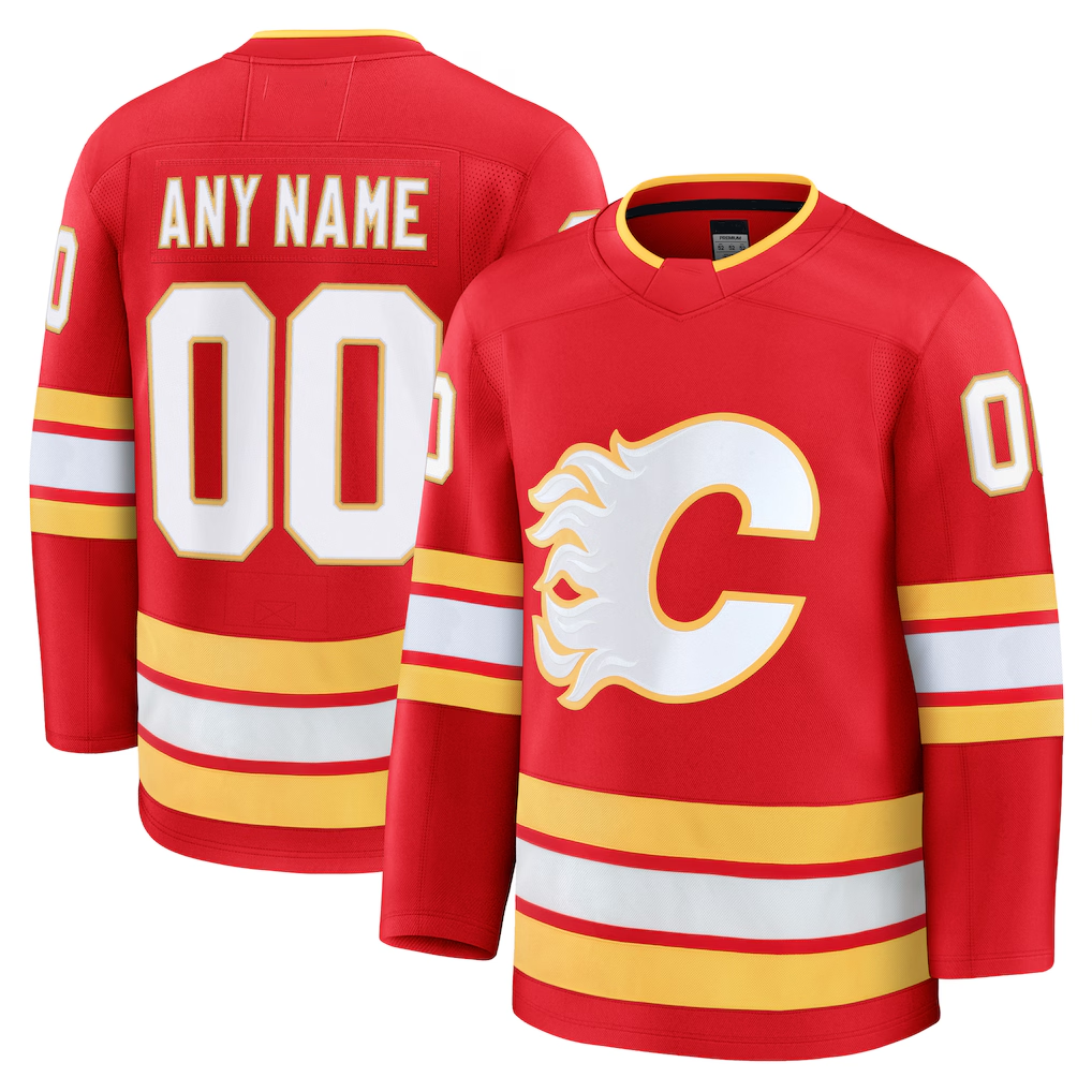 Adric Custom C.Flames Red Home Premium Jerseys