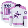 Adric Custom D.Stars White 2024 Hockey Fights Cancer Practice Jerseys