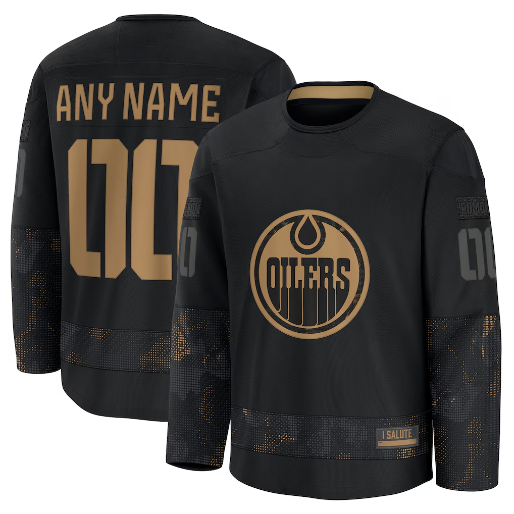 Adric Custom E.Oilers Black 2024 Military Appreciation Practice Jerseys