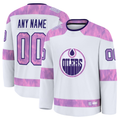 Adric Custom E.Oilers White 2024 Hockey Fights Cancer Practice Jerseys