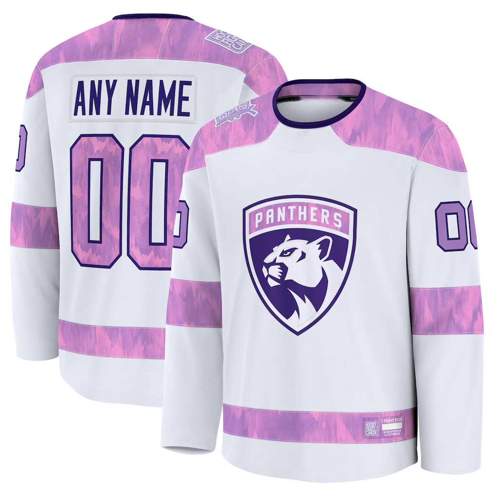 Adric Custom F.Panthers White 2024 Hockey Fights Cancer Practice Jerseys