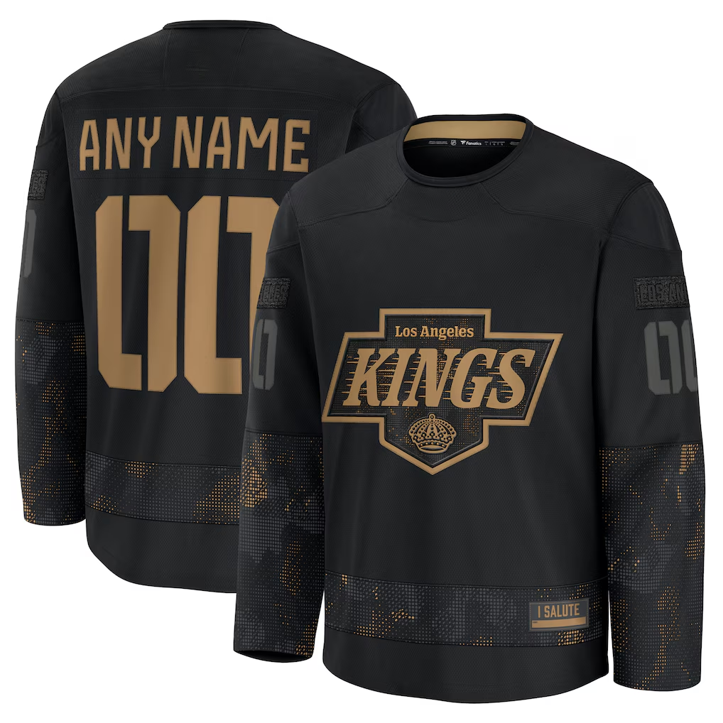 Adric Custom LA.Kings Black 2024 Military Appreciation Practice Jerseys
