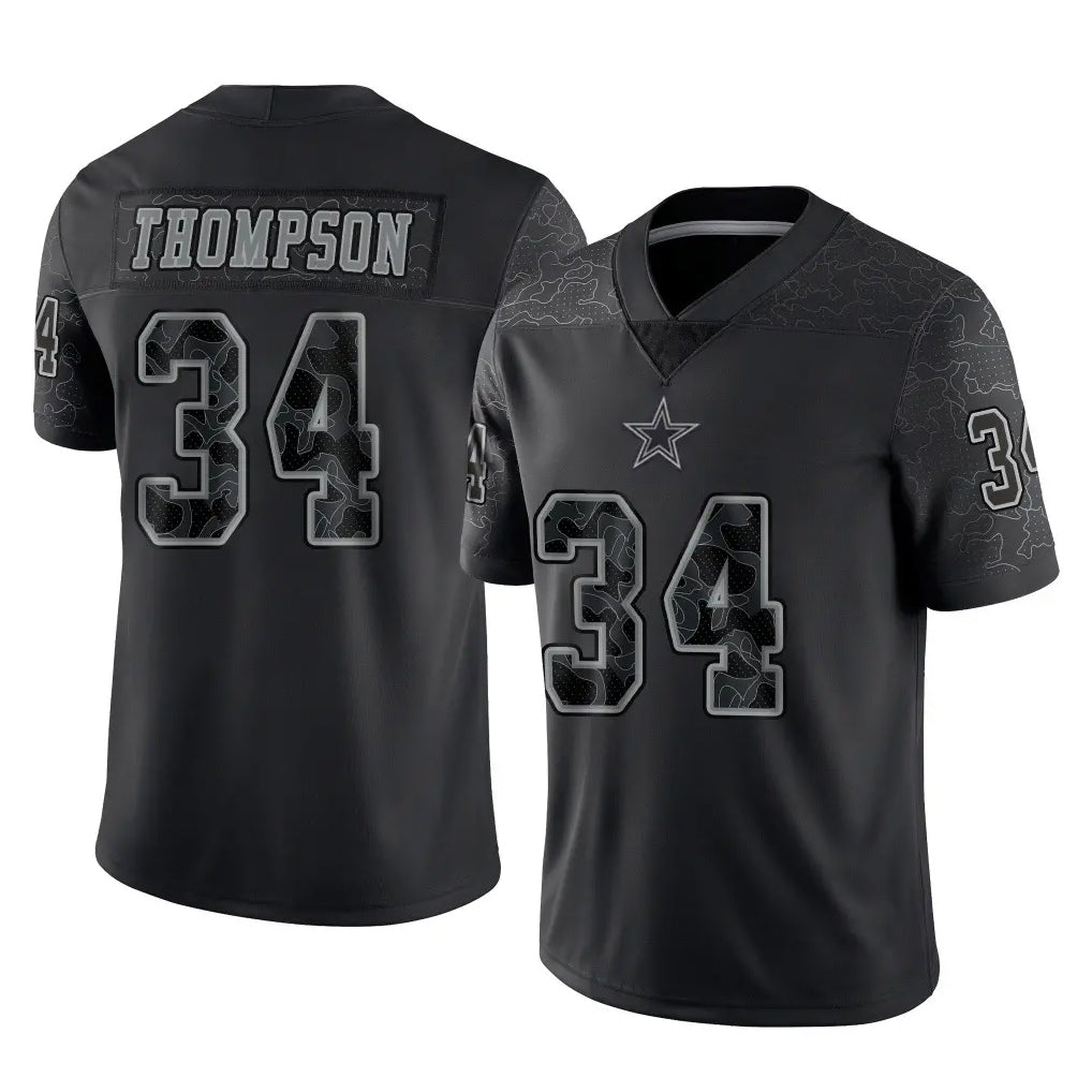 Adric D.Cowboys #34 Jalen Thompson Player Black Limited Reflective Home Game Stitched Jerseys