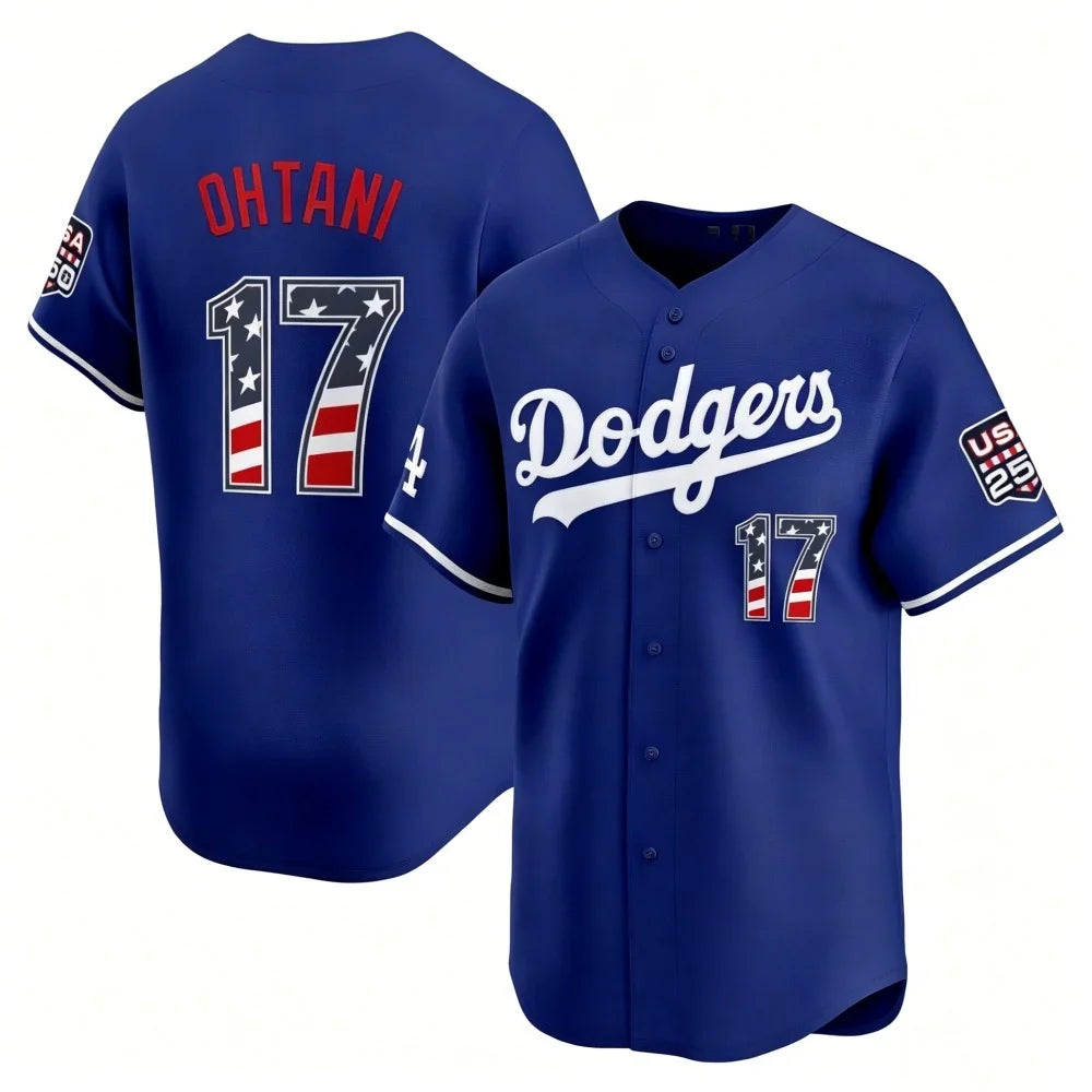 LA.Dodgers #17 Shohei Ohtani Royal USA 250 Fourth of July Limited Baseball Stitched Jersey