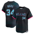 Adric M.Marlins #34 Liam Hicks Player Black City Connect Home Limited Stitched Jerseys