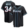 Adric M.Marlins #34 Liam Hicks Player Black Fashion Out Home Game Stitched Jerseys