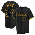 Adric M.Marlins #34 Liam Hicks Player Black Snake Skin City Home Game Stitched Jerseys