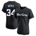 Adric M.Marlins #34 Liam Hicks Player Black Vapor Home Limited Elite Stitched Jerseys