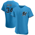 Adric M.Marlins #34 Liam Hicks Player Blue Home Limited Elite Stitched Jerseys