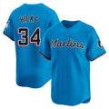 Adric M.Marlins #34 Liam Hicks Player Blue Home Limited Stitched Jerseys
