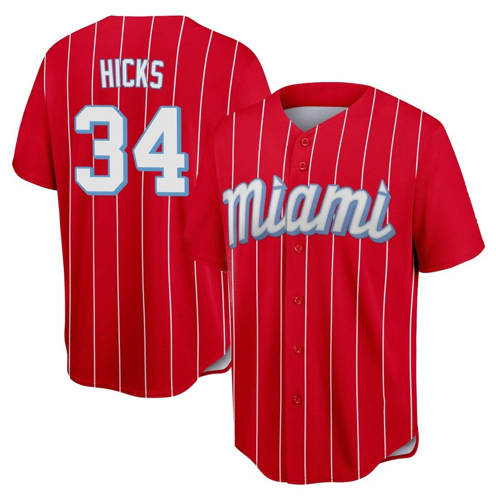 Adric M.Marlins #34 Liam Hicks Player Red City Connect Home Game Stitched Jerseys