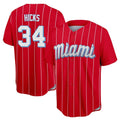 Adric M.Marlins #34 Liam Hicks Player Red City Connect Home Game Stitched Jerseys
