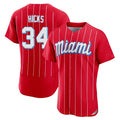 Adric M.Marlins #34 Liam Hicks Player Red City Connect Home Limited Elite Stitched Jerseys