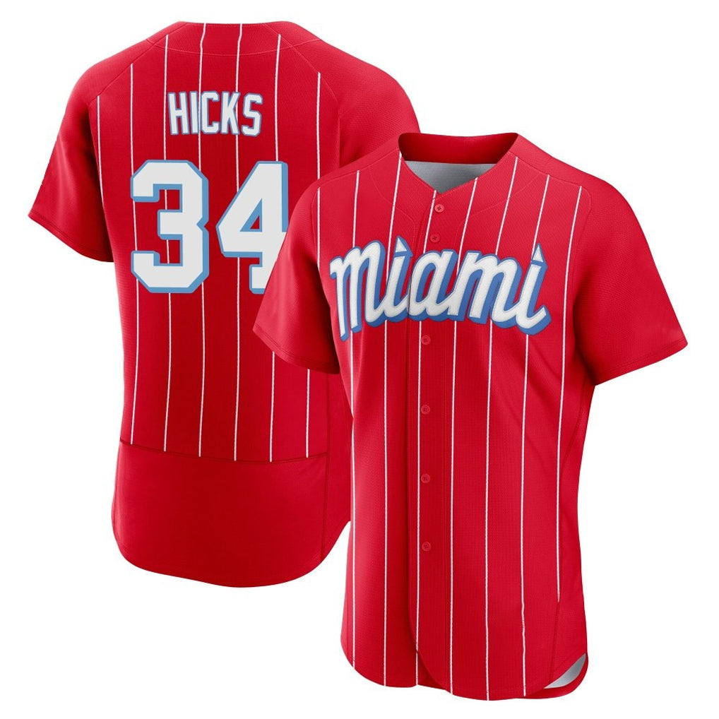 Adric M.Marlins #34 Liam Hicks Player Red City Connect Home Limited Elite Stitched Jerseys