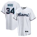 Adric M.Marlins #34 Liam Hicks Player White  Home Game Stitched Jerseys