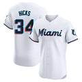 Adric M.Marlins #34 Liam Hicks Player White  Home Limited Elite Stitched Jerseys