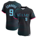 Adric M.Marlins #9 Xavier Edwards Player Black City Connect Home Limited Elite Stitched Jerseys