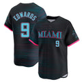 Adric M.Marlins #9 Xavier Edwards Player Black City Connect Home Limited Stitched Jerseys