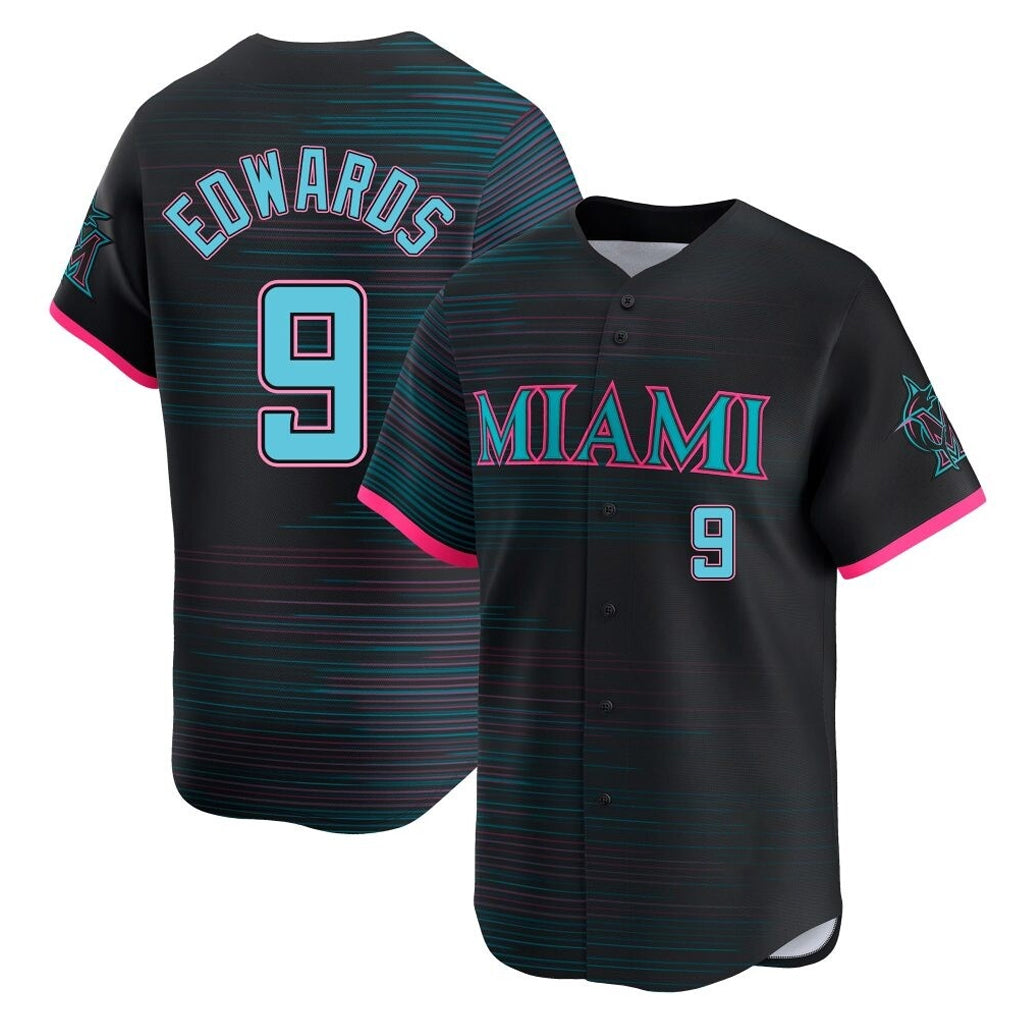 Adric M.Marlins #9 Xavier Edwards Player Black City Connect Home Limited Stitched Jerseys