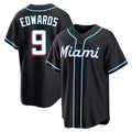 Adric M.Marlins #9 Xavier Edwards Player Black Fashion Out Home Game Stitched Jerseys