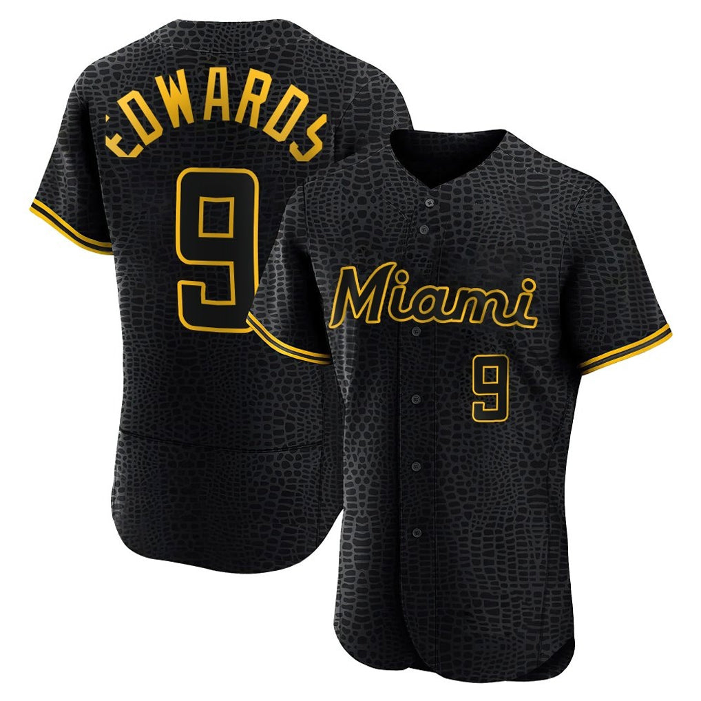 Adric M.Marlins #9 Xavier Edwards Player Black Snake Skin City Home Limited Elite Stitched Jerseys