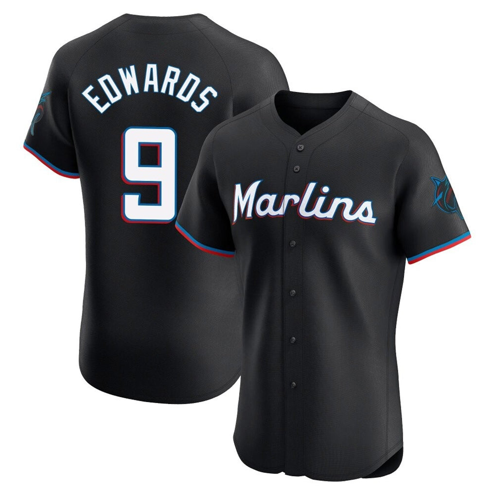 Adric M.Marlins #9 Xavier Edwards Player Black Vapor Home Limited Elite Stitched Jerseys