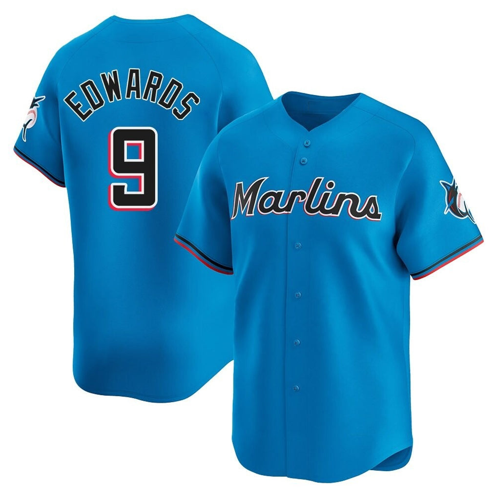 Adric M.Marlins #9 Xavier Edwards Player Blue Home Limited Stitched Jerseys