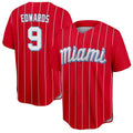 Adric M.Marlins #9 Xavier Edwards Player Red City Connect Home Game Stitched Jerseys