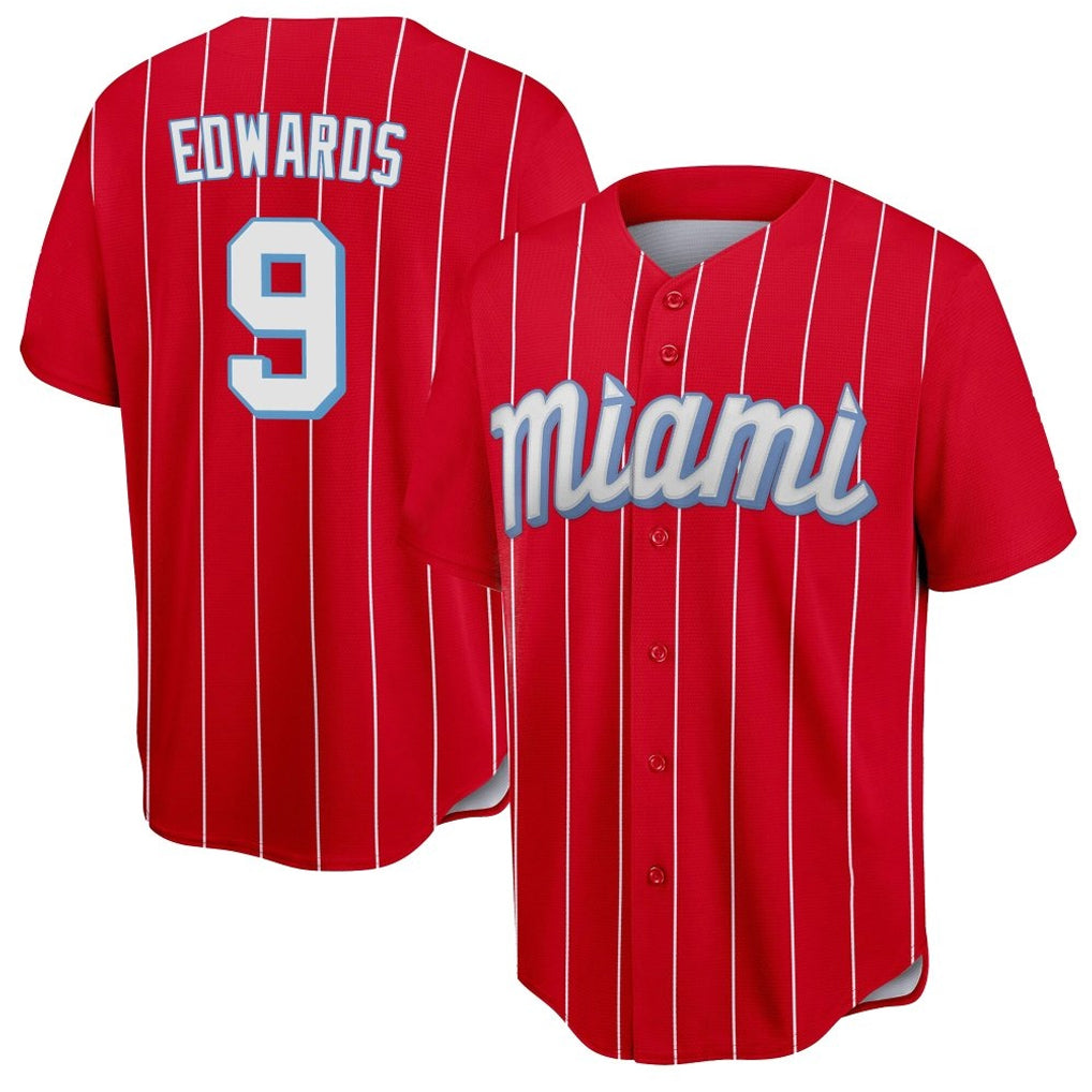 Adric M.Marlins #9 Xavier Edwards Player Red City Connect Home Game Stitched Jerseys