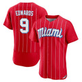Adric M.Marlins #9 Xavier Edwards Player Red City Connect Home Limited Elite Stitched Jerseys