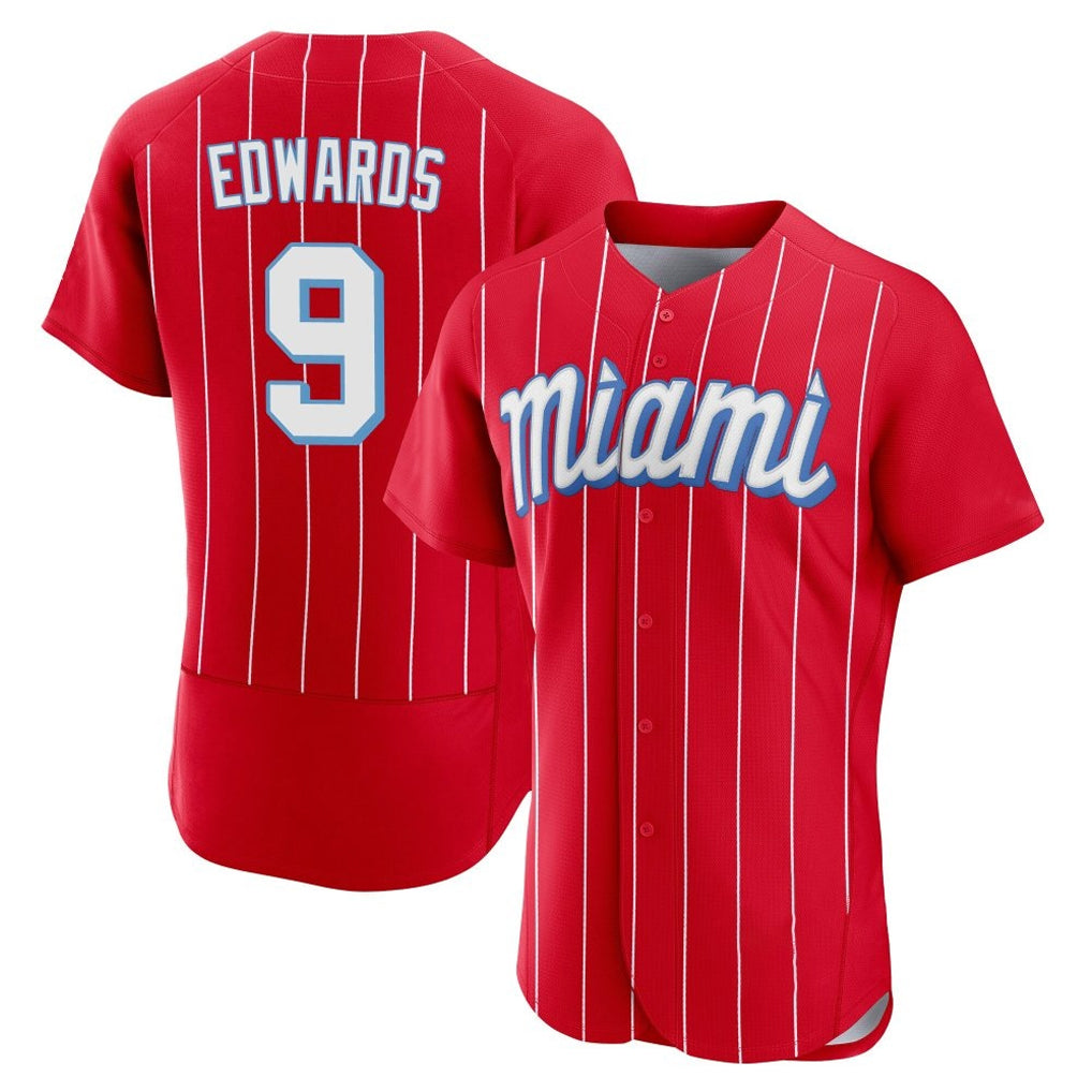 Adric M.Marlins #9 Xavier Edwards Player Red City Connect Home Limited Elite Stitched Jerseys