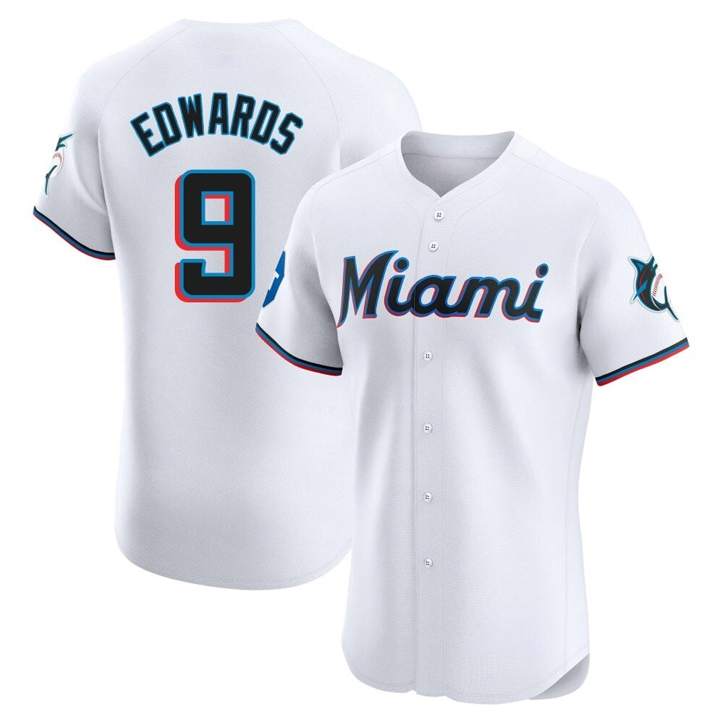 Adric M.Marlins #9 Xavier Edwards Player White  Home Limited Elite Stitched Jerseys
