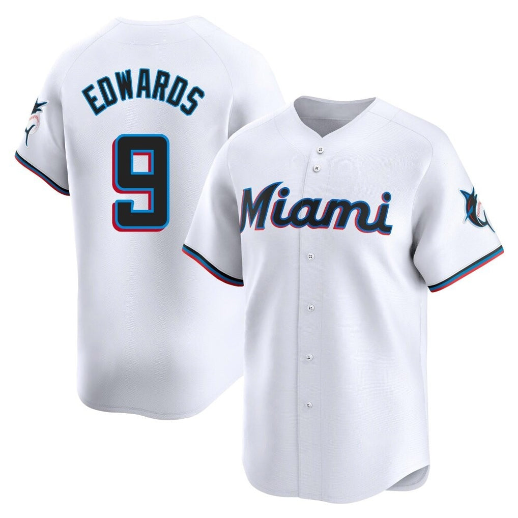Adric M.Marlins #9 Xavier Edwards Player White  Home Limited Stitched Jerseys