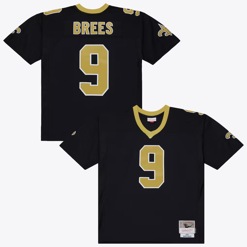 Adric NO.Saints #9 Drew Brees Mitchell & Ness Black 2009 Legacy Jersey
