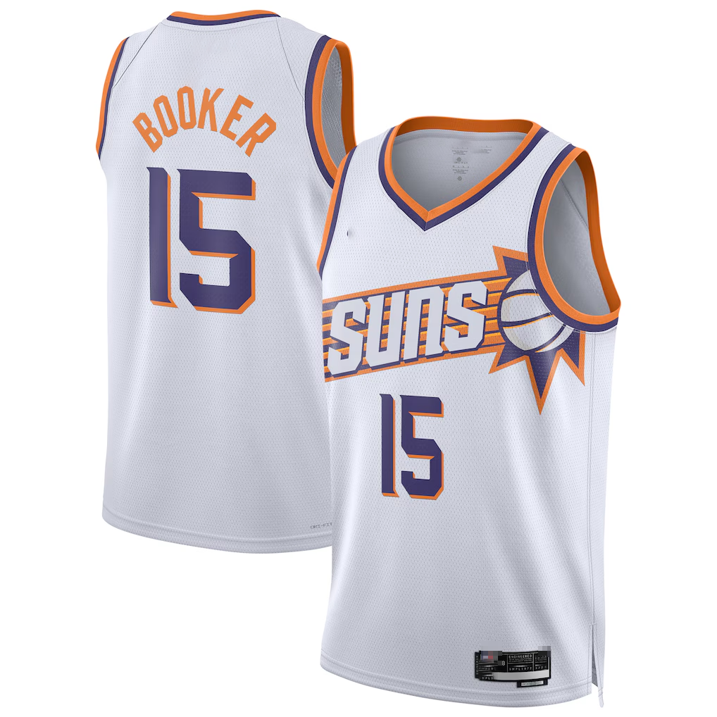 Adric P.Suns #15 Devin Booker White Swingman Player Jerseys - Association Edition
