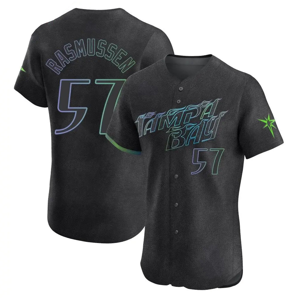 Adric T.Bay Rays #57 Drew Rasmussen Player Black City Connect Home Limited Elite Stitched Jerseys